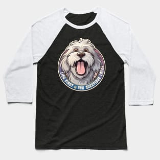 Funny Lick First, Ask Questions Later Bergamasco Sheepdog Design Baseball T-Shirt